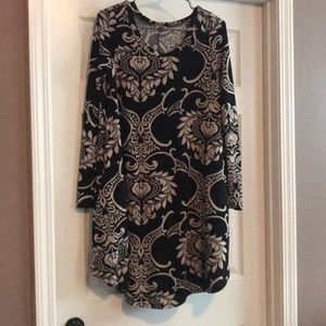 Black and Tan Print Dress